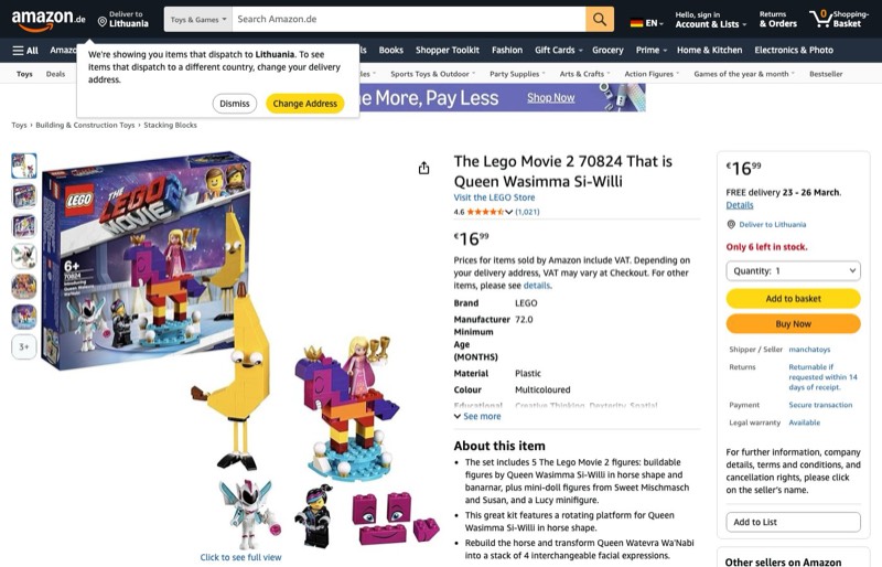 LEGO Lego Movie Das ist Königin Wasimma SI-Willi 70824 kaina Amazon.de — 16,99 €