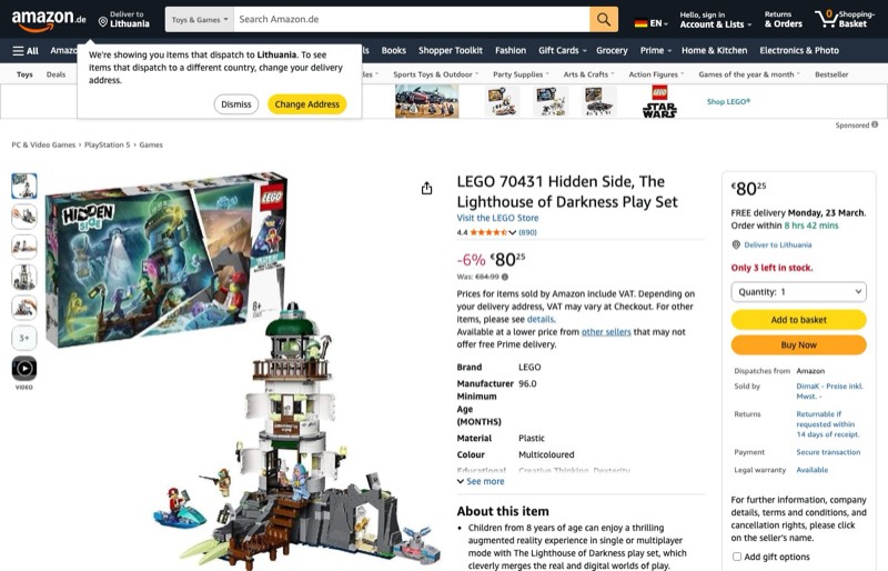 LEGO Hidden Side 70431 kaina Amazon.de — 80,25 €