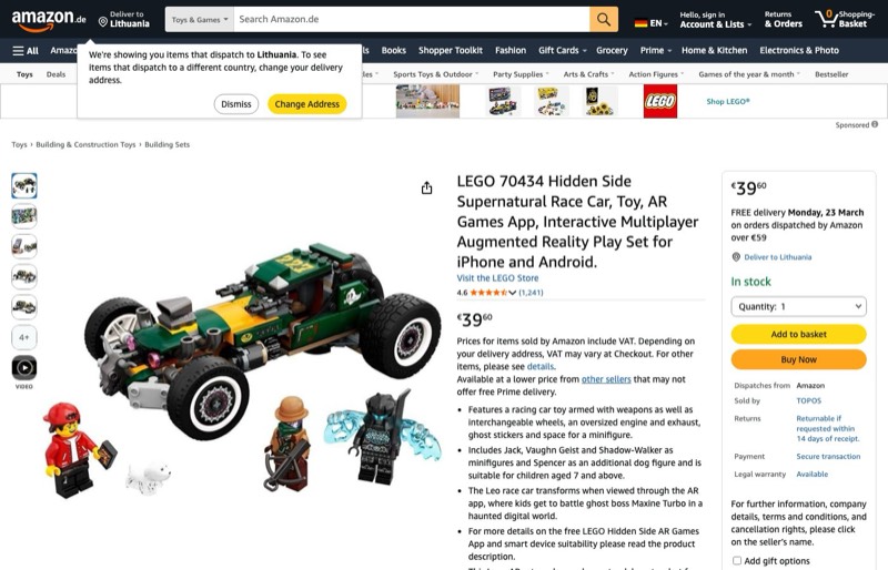 LEGO Hidden Side 70434 kaina Amazon.de — 39,60 €