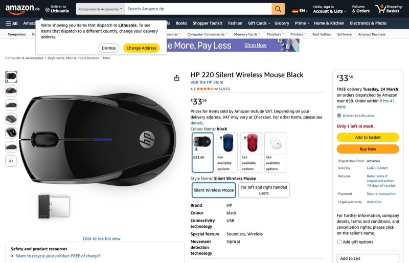 HP 220 Silent kaina Amazon.de — 33,56 €