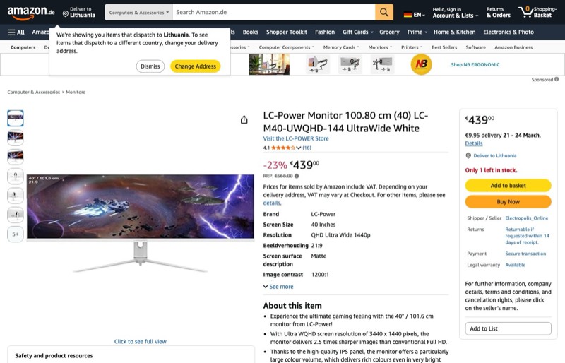 LC-Power 100 kaina Amazon.de — 439,00 €