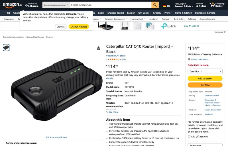 Caterpillar CAT Q10 Router [Import] kaina Amazon.de — 114,89 €