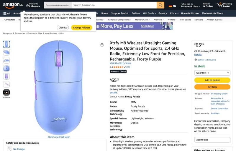 Xtrfy M8 kaina Amazon.de — 65,03 €