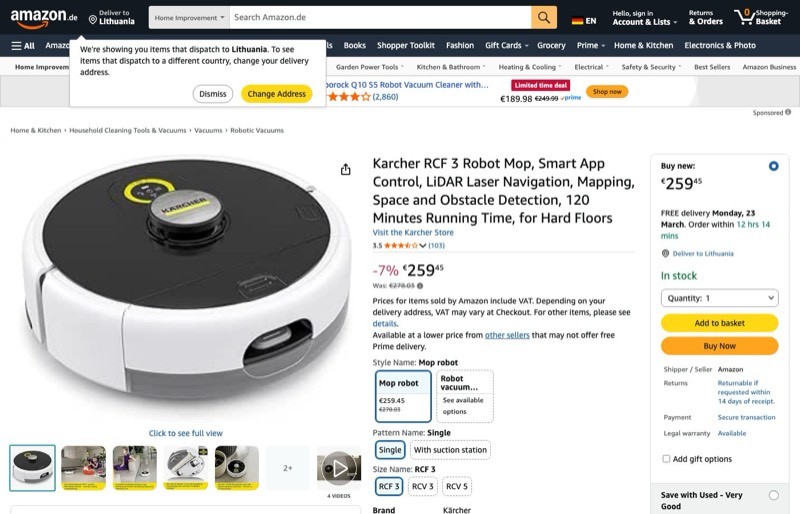 Kärcher RCF 3 kaina Amazon.de — 259,45 €