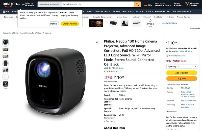 Philips kaina Amazon.de — 110,84 €