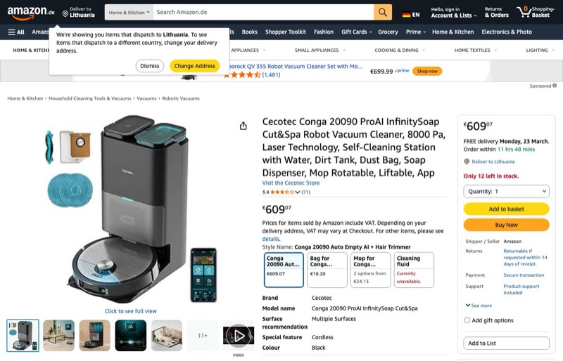 Cecotec Conga 20090 ProAI InfinitySoap Cut&Spa. kaina Amazon.de — 609,07 €