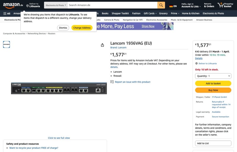 LANCOM 1936VAG EU kaina Amazon.de — 1577,21 €