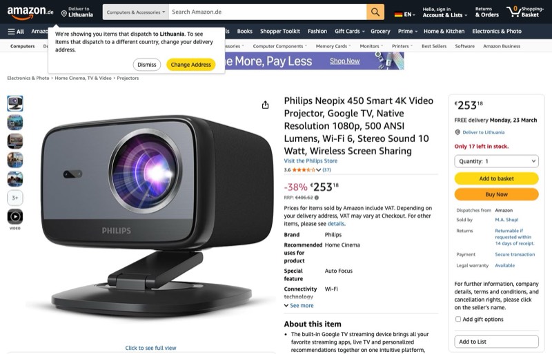 Philips Neopix 450 Smart kaina Amazon.de — 253,18 €